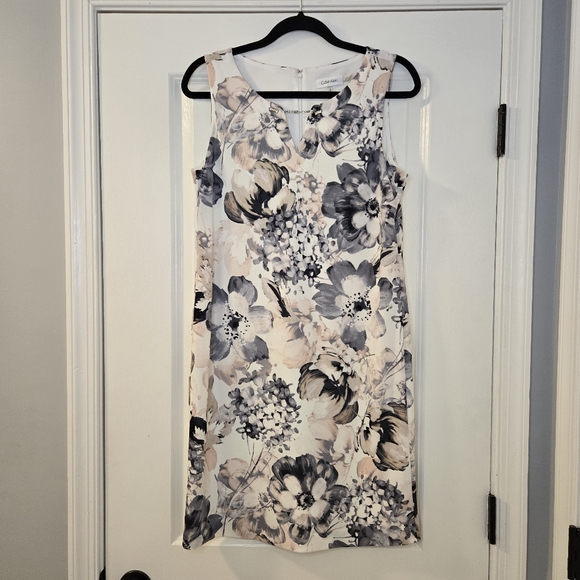 Calvin Klein Dresses & Skirts - Calvin Klein Above The Knee Fully Lined Black And Whute Floral Dress Size Small